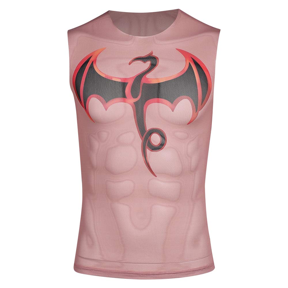 Iron Fist Gilet Tatouage Imprimé Rouge Cosplay Costume