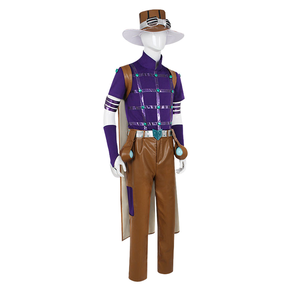 JJBA Gyro Zeppeli Tenue Violette et Brune Cosplay Costume