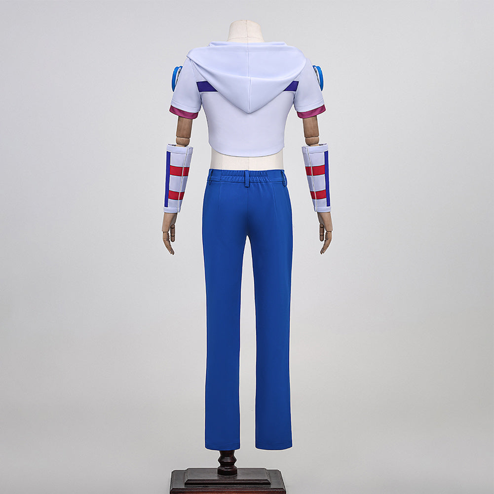 Johnny Joestar Tenue Blanche et Bleue Cosplay Costume