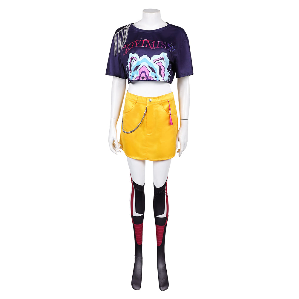 KPop Demon Hunters(2025) Mira Tenue Bleue et Jaune Cosplay Costume