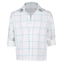KPop Demon Hunters(2025) Saja Boys Jinu Chemise Blanche à Carreaux Bleus Cosplay Costume