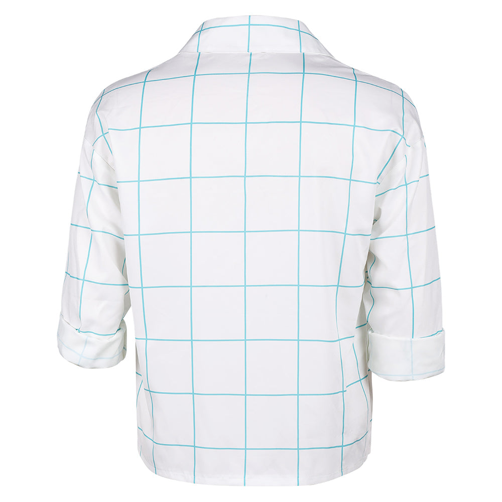 KPop Demon Hunters(2025) Saja Boys Jinu Chemise Blanche à Carreaux Bleus Cosplay Costume
