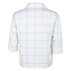 KPop Demon Hunters(2025) Saja Boys Jinu Chemise Blanche à Carreaux Bleus Cosplay Costume