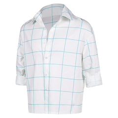 KPop Demon Hunters(2025) Saja Boys Jinu Chemise Blanche à Carreaux Bleus Cosplay Costume
