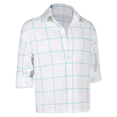 KPop Demon Hunters(2025) Saja Boys Jinu Chemise Blanche à Carreaux Bleus Cosplay Costume