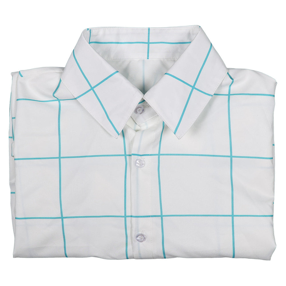 KPop Demon Hunters(2025) Saja Boys Jinu Chemise Blanche à Carreaux Bleus Cosplay Costume