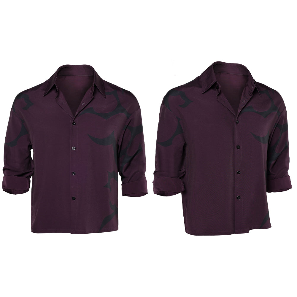 KPop Demon Hunters(2025) Saja Boys Jinu Chemise Imprimée Noire et Violette Cosplay Costume