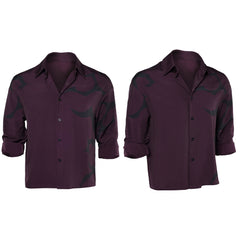 KPop Demon Hunters(2025) Saja Boys Jinu Chemise Imprimée Noire et Violette Cosplay Costume