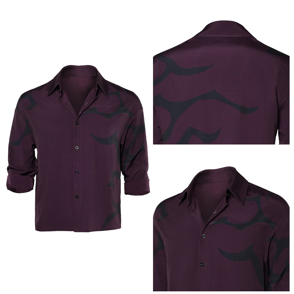 KPop Demon Hunters(2025) Saja Boys Jinu Chemise Imprimée Noire et Violette Cosplay Costume