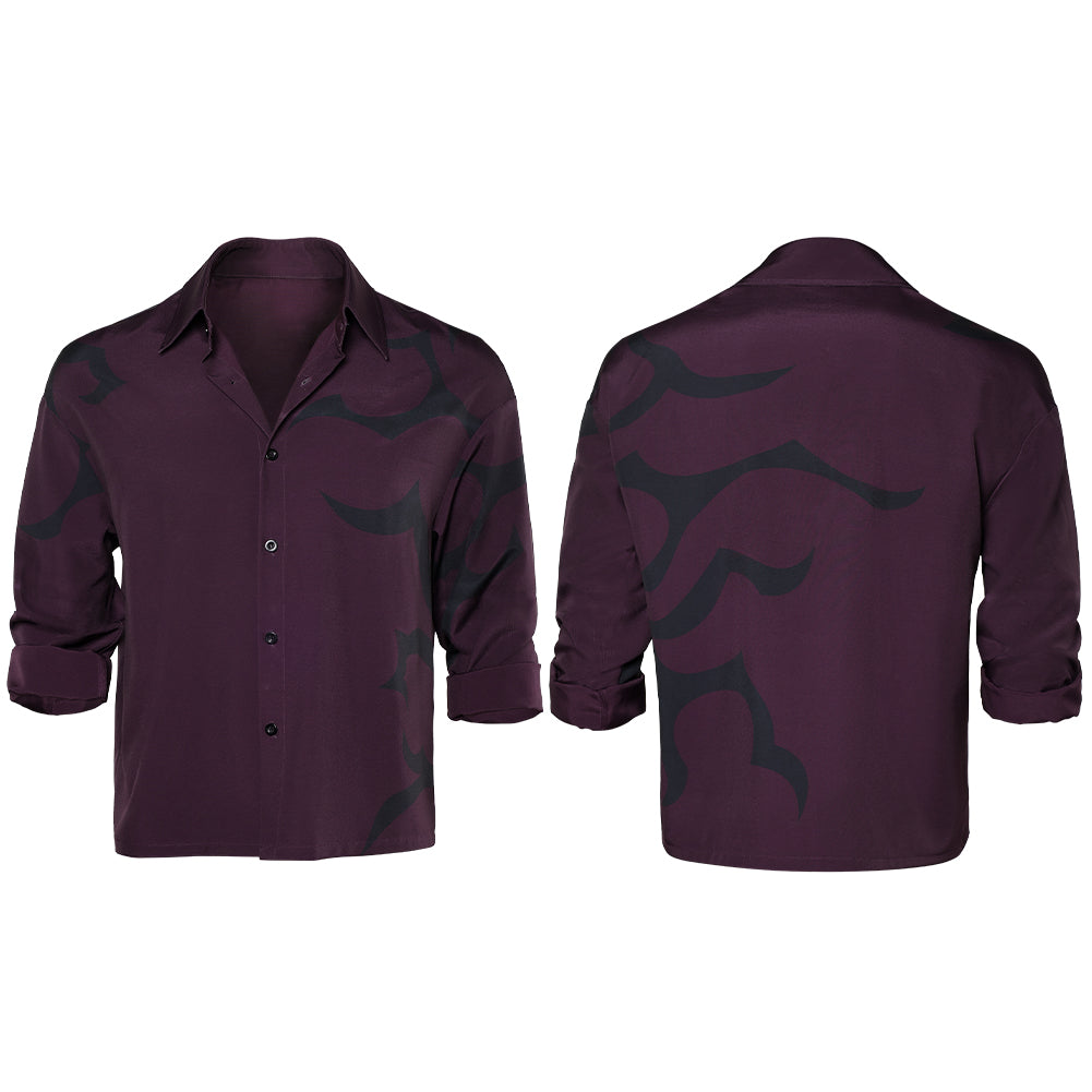 KPop Demon Hunters(2025) Saja Boys Jinu Chemise Imprimée Noire et Violette Cosplay Costume