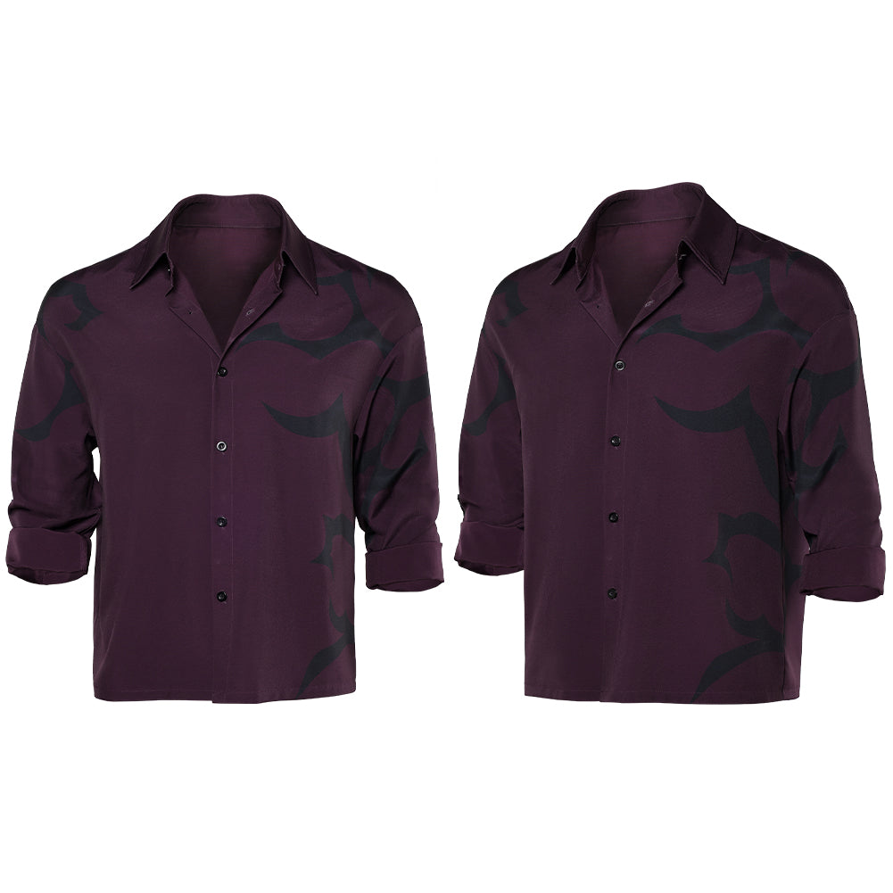 KPop Demon Hunters(2025) Saja Boys Jinu Chemise Imprimée Noire et Violette Cosplay Costume