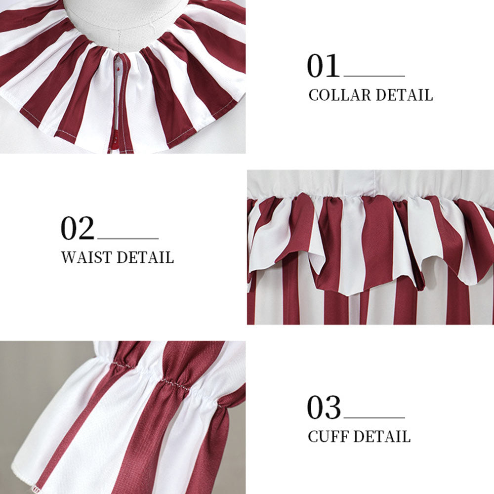 La Nuit des Clowns(2025) Flando the Clown Tenue Rouge et Blanche Cosplay Costume