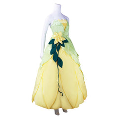 La Princesse et La Grenouille Tiana Robe Jaune et Verte Cosplay Costume
