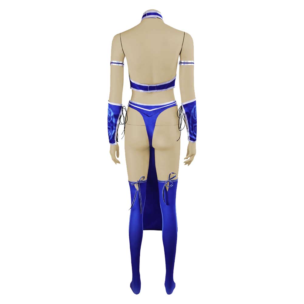 Mortal Kombat 2 Kitana Tenue de Danseuse Bleue Cosplay Costume