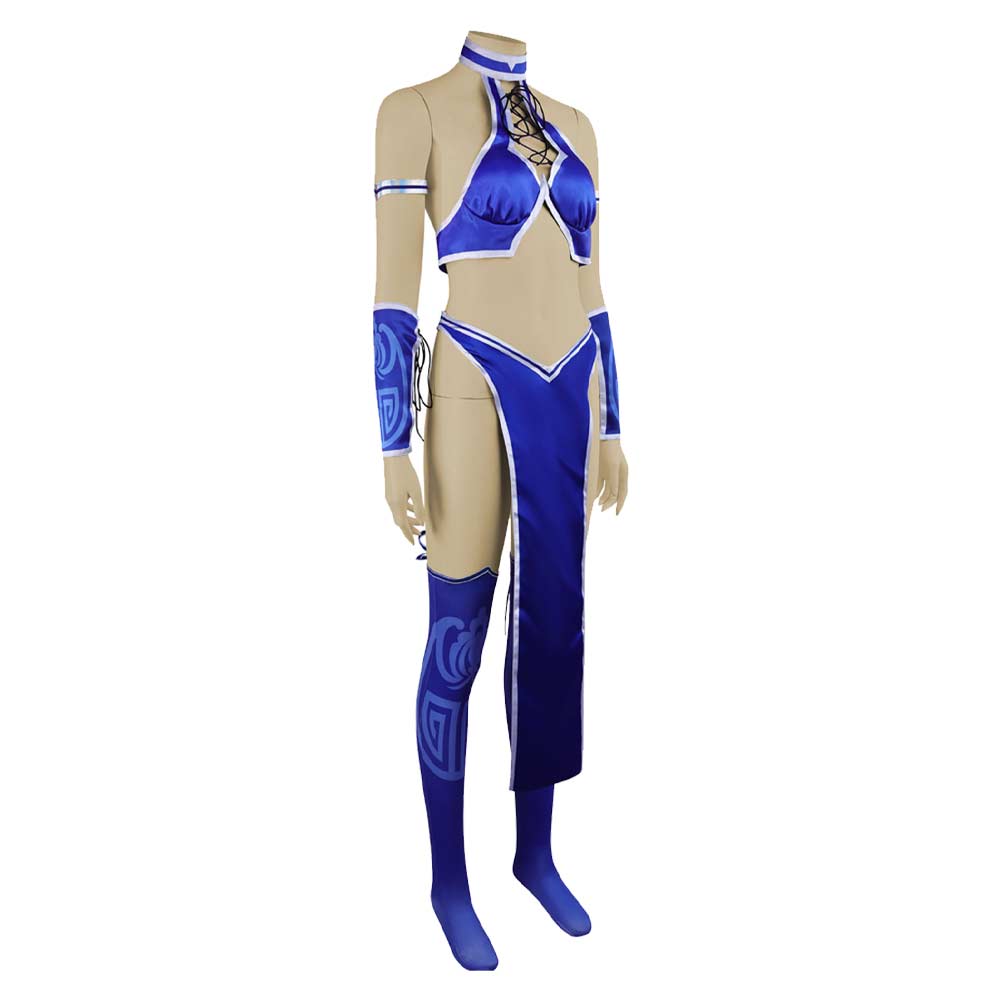 Mortal Kombat 2 Kitana Tenue de Danseuse Bleue Cosplay Costume