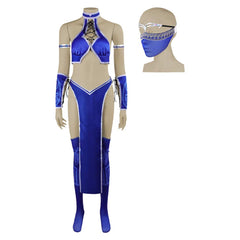 Mortal Kombat 2 Kitana Tenue de Danseuse Bleue Cosplay Costume