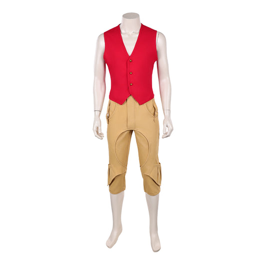 One Piece Live-action 2(2026) Monkey D. Luffy Tenue Rouge et Marron Cosplay Costume