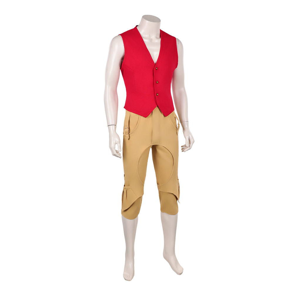 One Piece Live-action 2(2026) Monkey D. Luffy Tenue Rouge et Marron Cosplay Costume