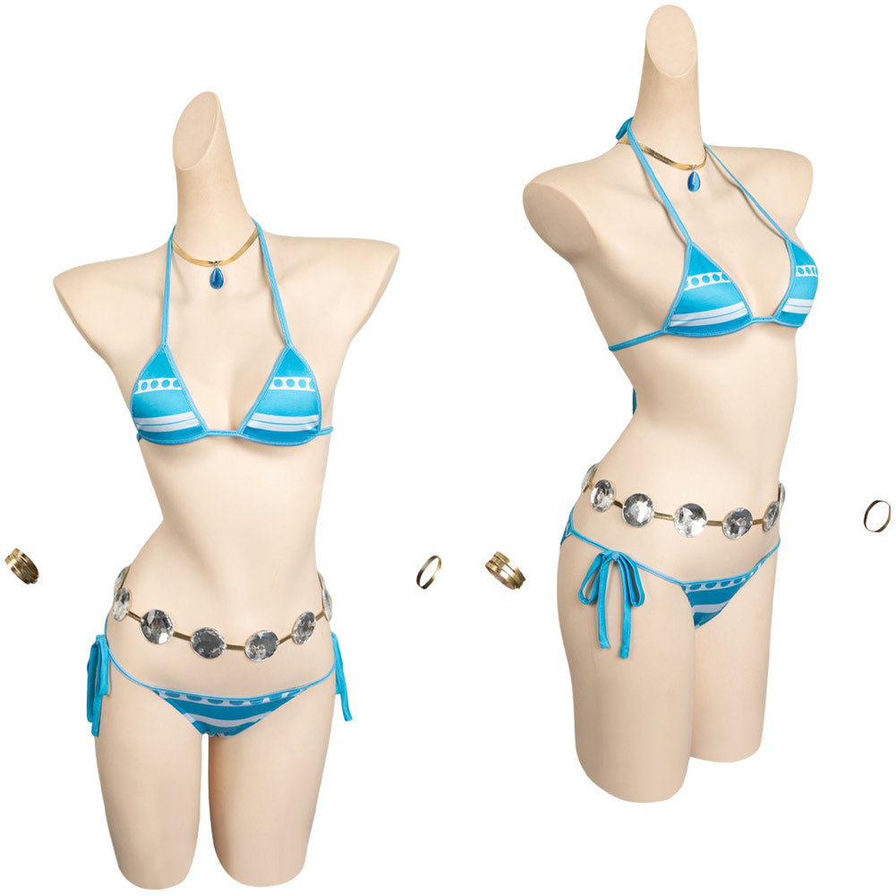 One Piece Nami Maillot de Bain Bleu Bikini Cosplay Costume