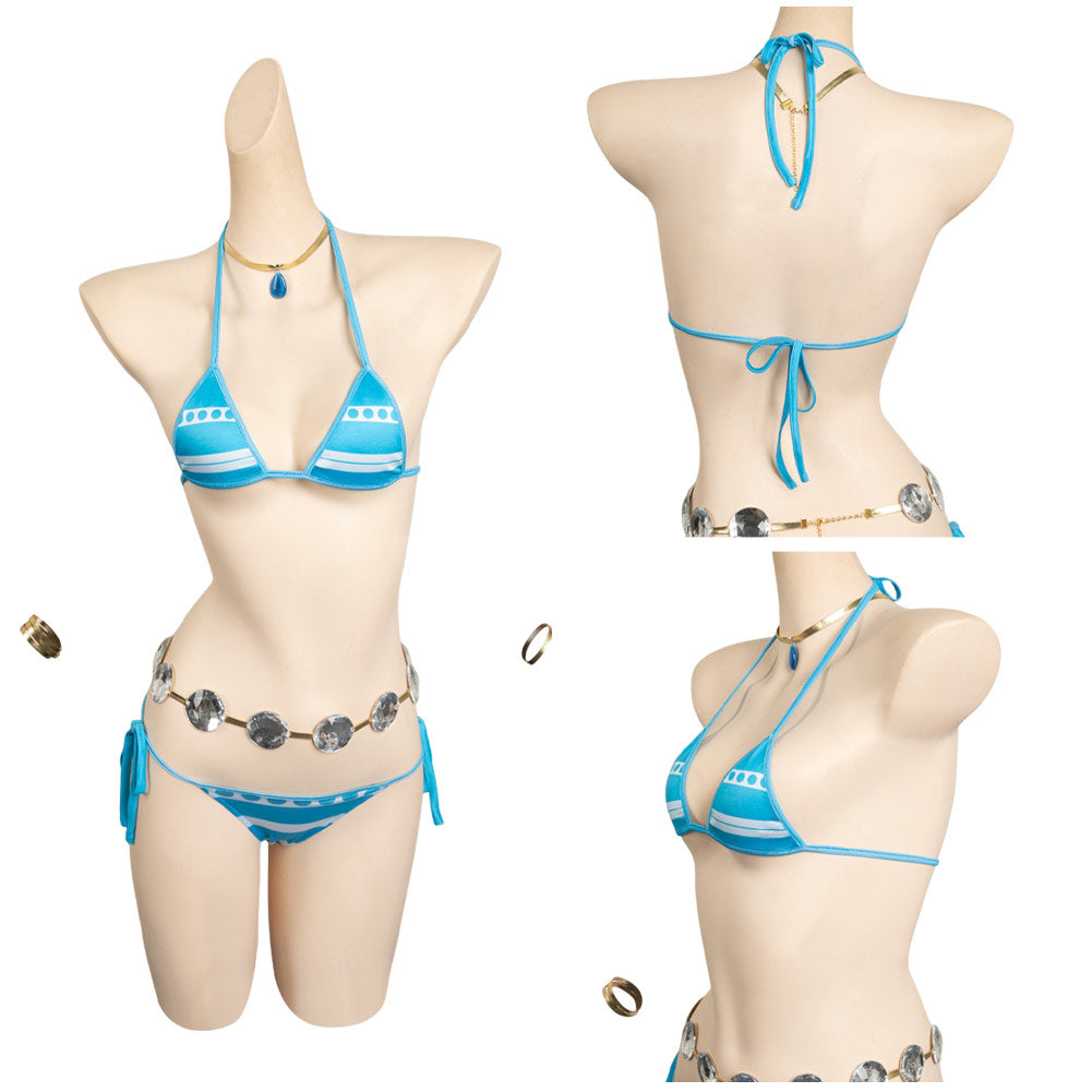 One Piece Nami Maillot de Bain Bleu Bikini Cosplay Costume