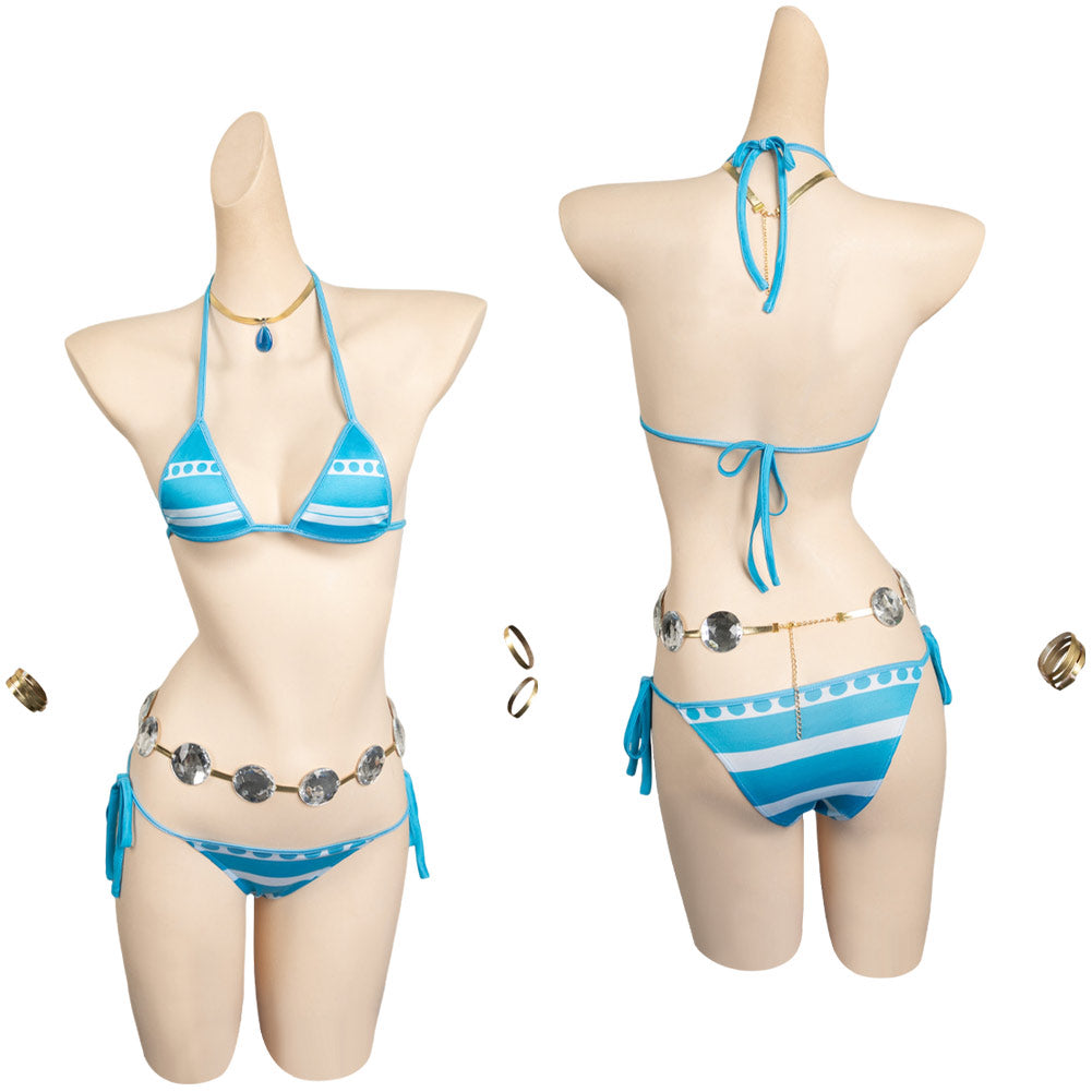 One Piece Nami Maillot de Bain Bleu Bikini Cosplay Costume