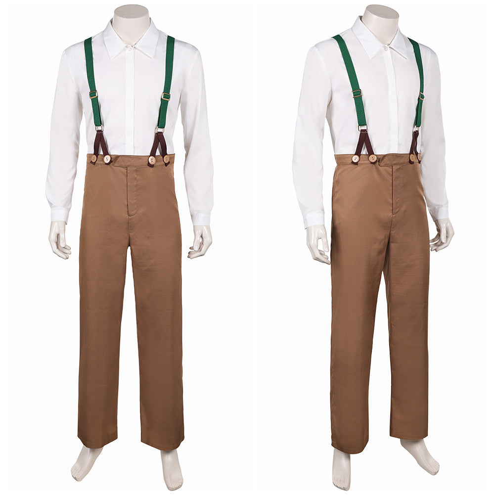 Quand Souffle Le Vent Jim Bloggs Chemise Blanche+Salopette Marron Cosplay Costume
