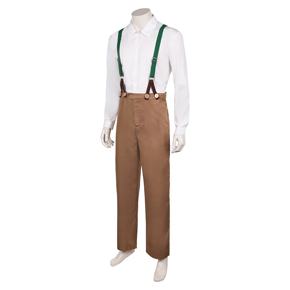 Quand Souffle Le Vent Jim Bloggs Chemise Blanche+Salopette Marron Cosplay Costume