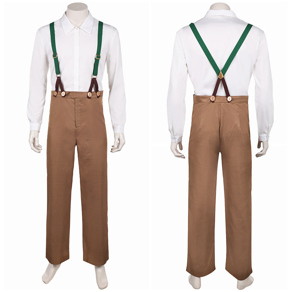 Quand Souffle Le Vent Jim Bloggs Chemise Blanche+Salopette Marron Cosplay Costume