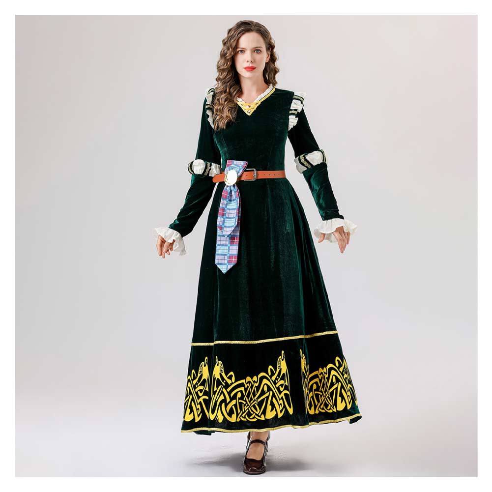 Rebelle Princesse Merida Robe Verte Cosplay Costume