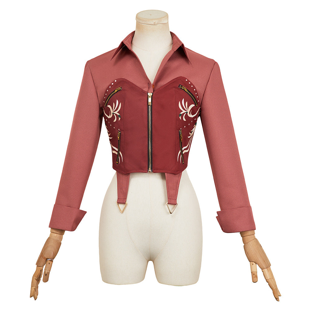 Resident Evil 30e Anniversaire Claire Redfield Chemise et Gilet Rouges Cosplay Costume