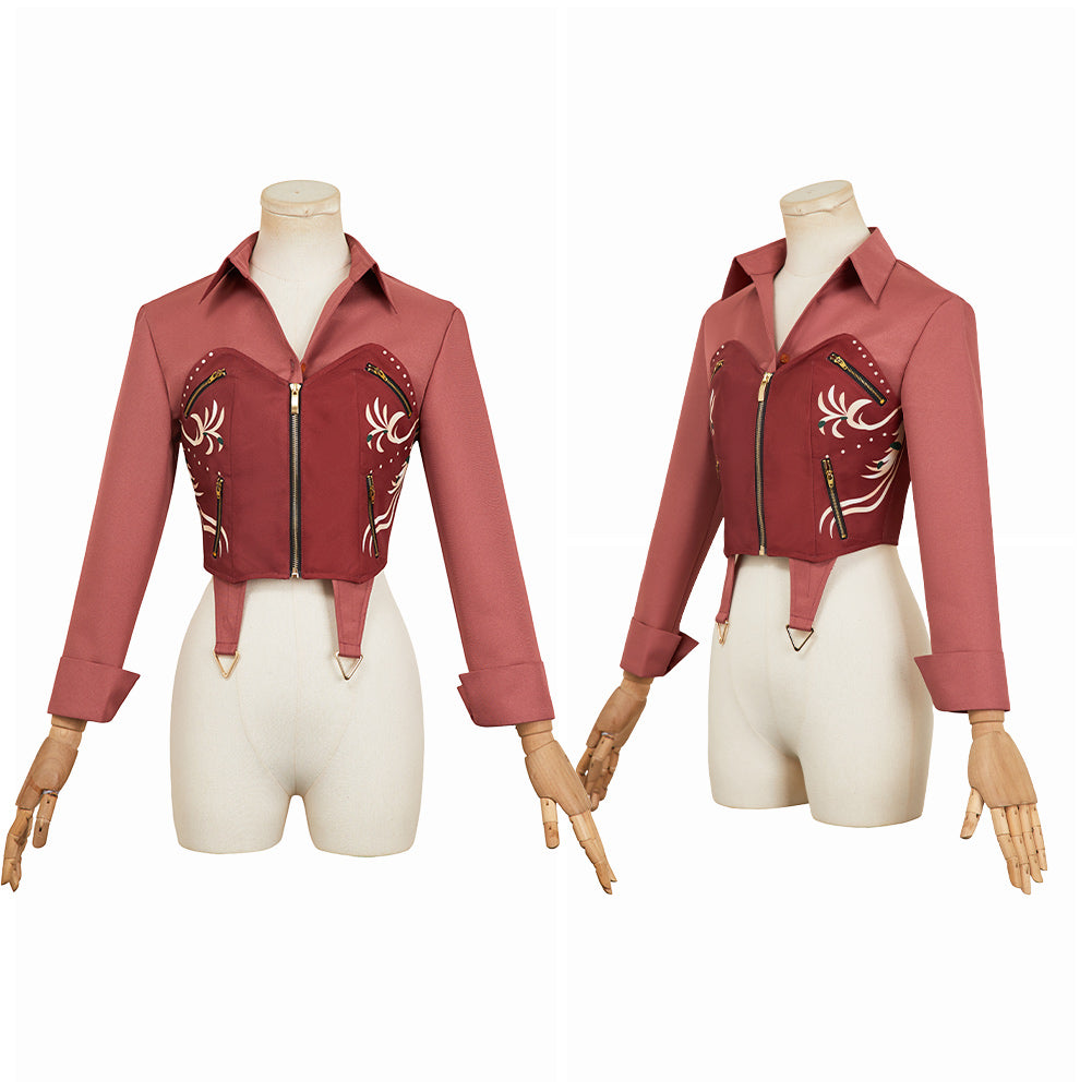 Resident Evil 30e Anniversaire Claire Redfield Chemise et Gilet Rouges Cosplay Costume