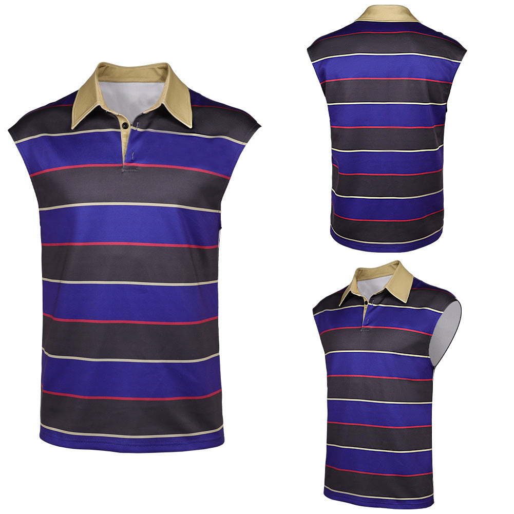 Stranger Things Saison 5(2025) Mike Wheeler Gilet Rayé Violet et Noir Cosplay Costume