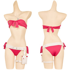 Street Fighter 6 Cammy White Maillot de Bain Bikini Rose et Blanc Cosplay Costume
