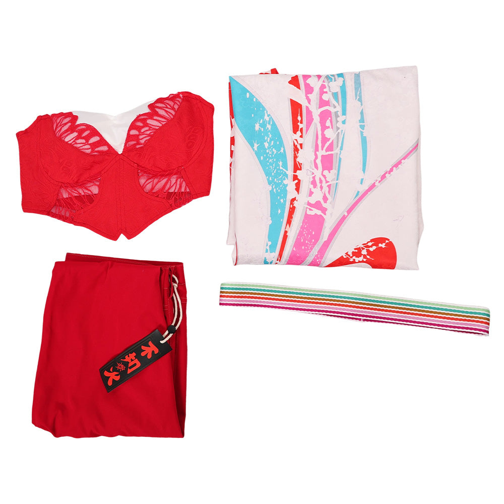 Street Fighter 6 Mai Shiranui Tenue Rouge avec Cape Cosplay Costume