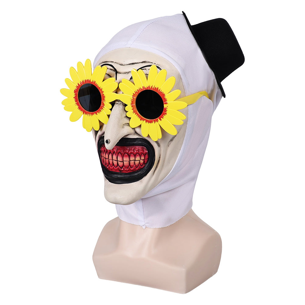 Terrifier 3(2024) Art The Clown Masque avec Lunettes Jaunes Cosplay Accessoire