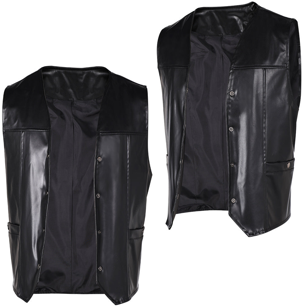 The Walking Dead: Daryl Dixon Saison 2 Daryl Dixon Gilet Noir en Cuir Cosplay Costume