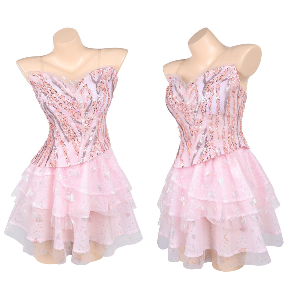 Wicked: For Good(2025) Glinda Jupe de Ballet Rose Cosplay Costume