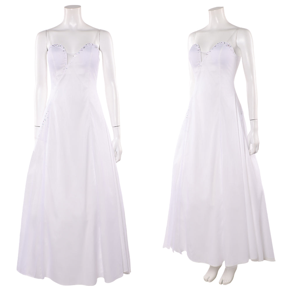 Wicked: For Good(2025) Glinda Robe Blanche sans Bretelles Cosplay Costume