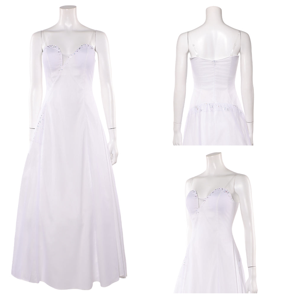 Wicked: For Good(2025) Glinda Robe Blanche sans Bretelles Cosplay Costume