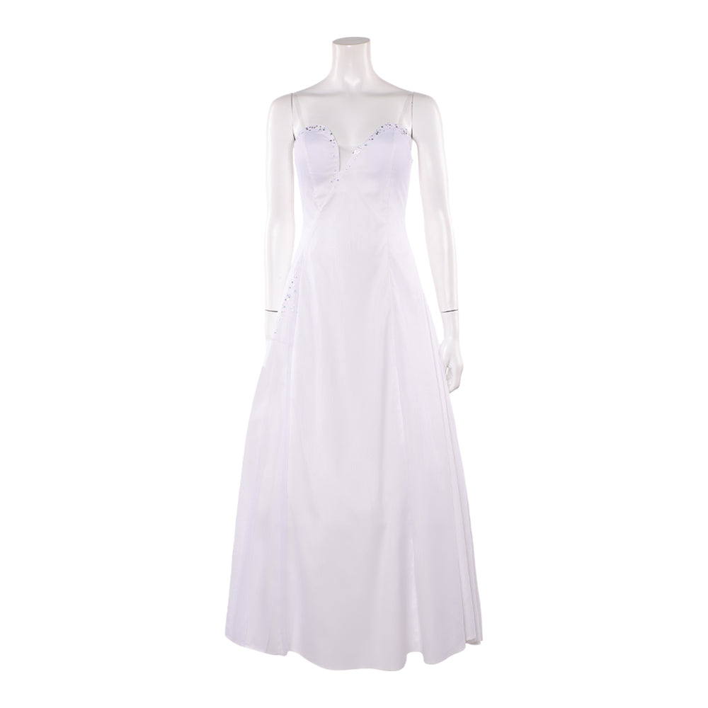 Wicked: For Good(2025) Glinda Robe Blanche sans Bretelles Cosplay Costume