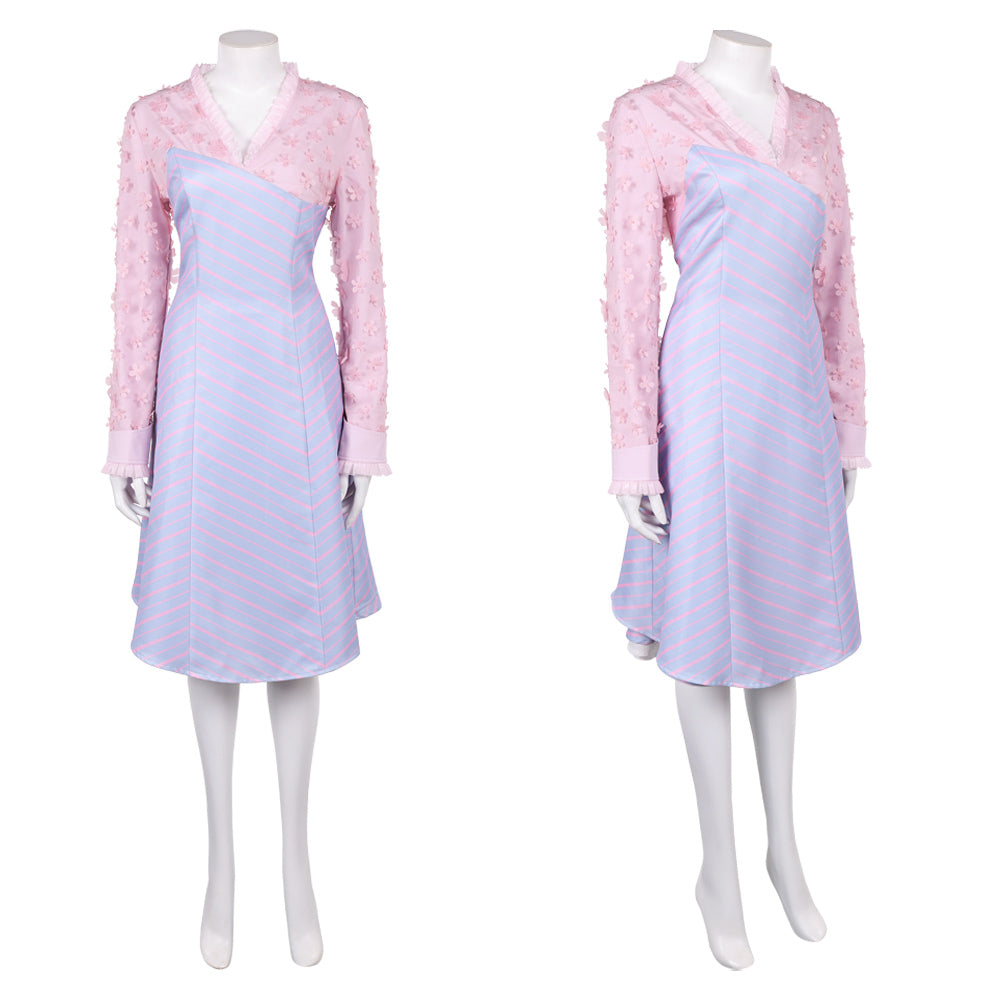 Wicked: For Good(2025) Robe à Rayures Roses et Violettes Cosplay Costume