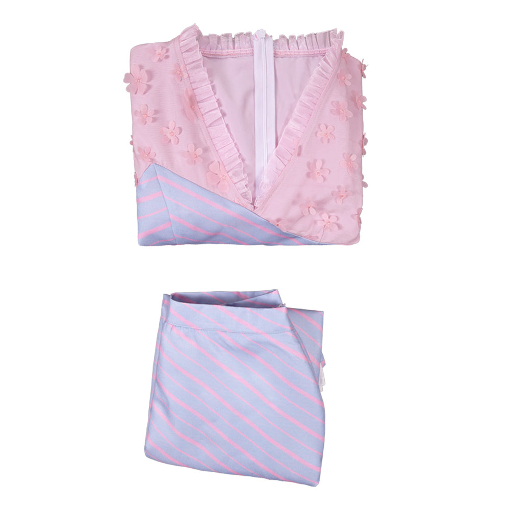 Wicked: For Good(2025) Robe à Rayures Roses et Violettes Cosplay Costume