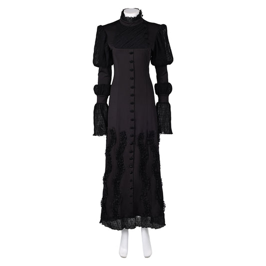 Wicked(2024) Elphaba Robe Noire à Manches Bouffantes Cosplay Costume