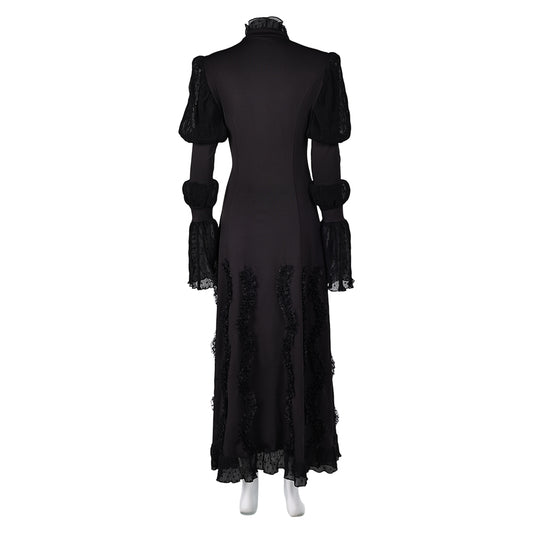 Wicked(2024) Elphaba Robe Noire à Manches Bouffantes Cosplay Costume