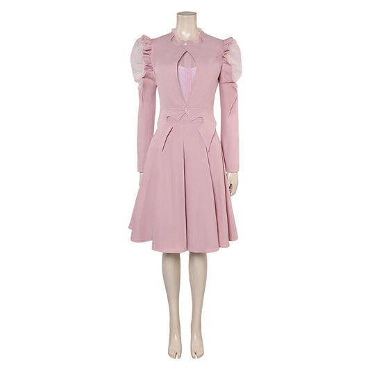 Wicked(2024) Glinda Robe Rose à Manches Bouffantes Cosplay Costume