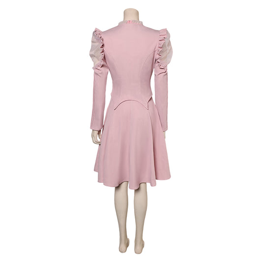 Wicked(2024) Glinda Robe Rose à Manches Bouffantes Cosplay Costume