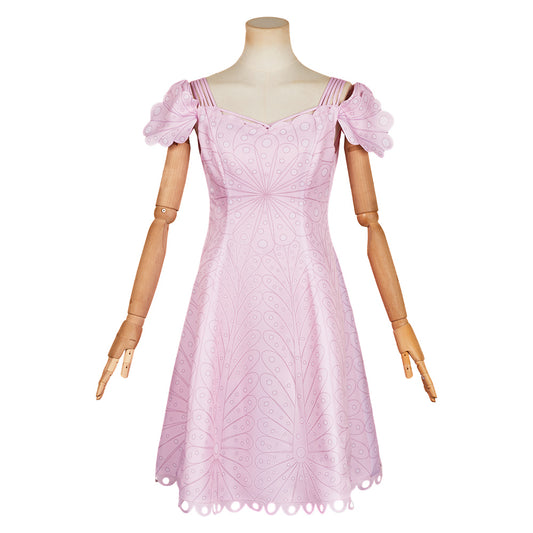 Wicked(2024) Glinda Robe Rose Cerceau Imprimé Cosplay Costume