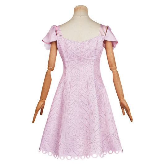 Wicked(2024) Glinda Robe Rose Cerceau Imprimé Cosplay Costume