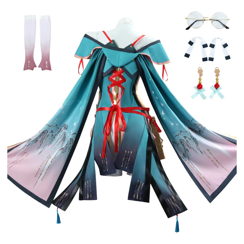 Wuthering Waves Zhezhi Tenue Blanche et Bleue Cosplay Costume
