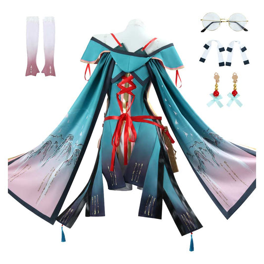 Wuthering Waves Zhezhi Tenue Blanche et Bleue Cosplay Costume